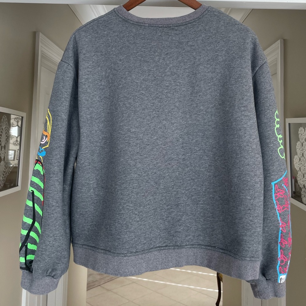 Zara Zero in On Graphic Girls Crewneck Sweatshirt Neon/Gray 80sVibe - Picture 5 of 14